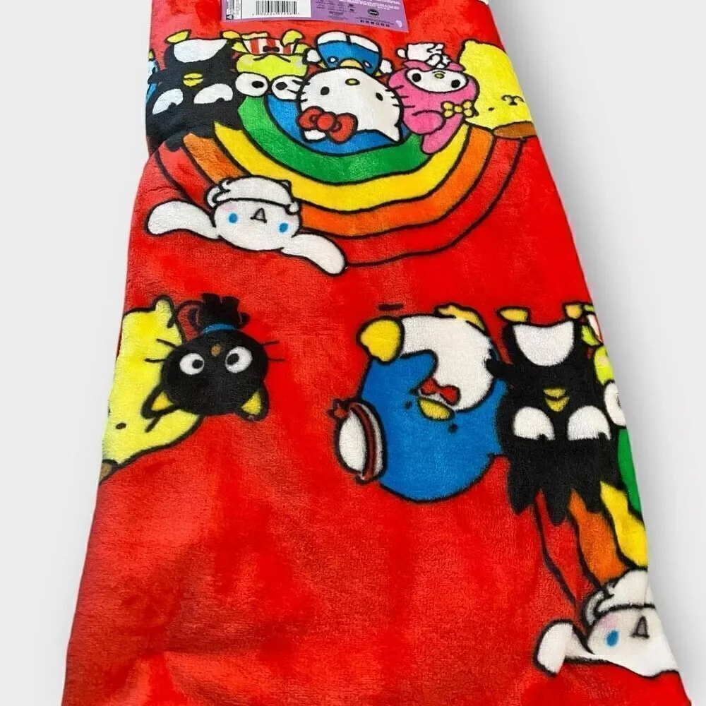 Hello Kitty And Friends Rainbow Silk Touch Pink Throw Blanket 50